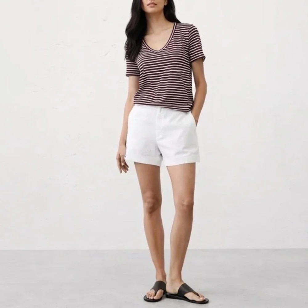 American Eagle Maroon/White Striped Soft & Sexy T-Shirt